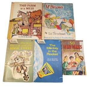 Vintage 1960s Books Bundle Farm Monkey Card Games McBrooms Ghost Easy Reader